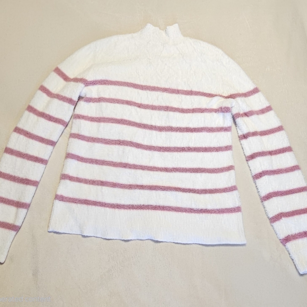 🌟Bailey 44🌟 Soft Pink and White Striped Mockneck Sweater, Women's Sz S